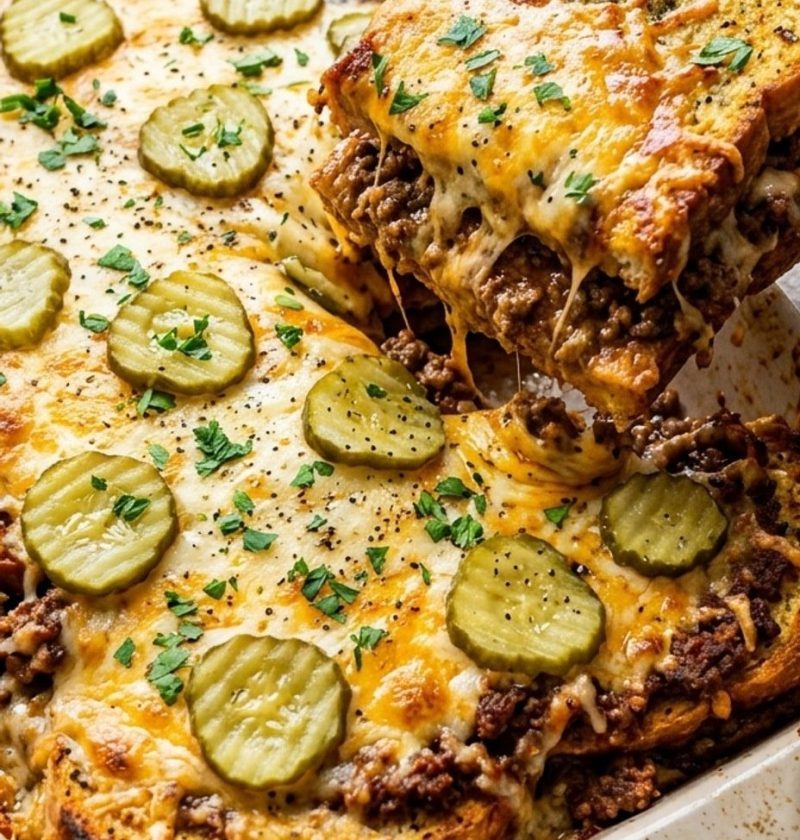 Cheeseburger garlic bread casserole