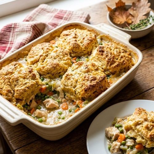 Chicken pot pie biscuit cobbler