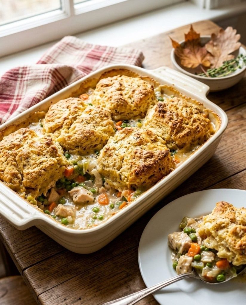 Chicken pot pie biscuit cobbler