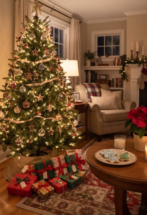 A Christmas tree with presents for the children