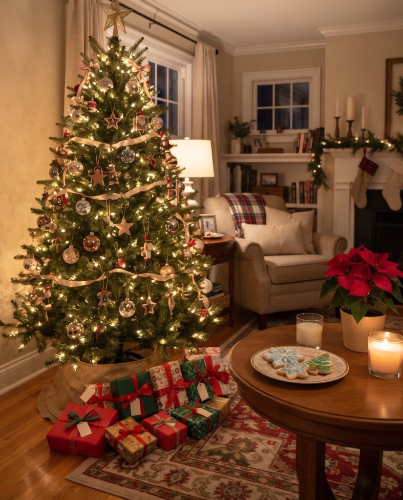 A Christmas tree with presents for the children