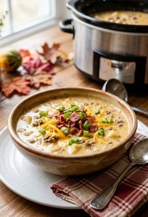 Crockpot cheeseburger soup