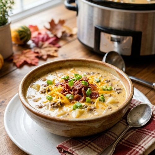 Crockpot cheeseburger soup