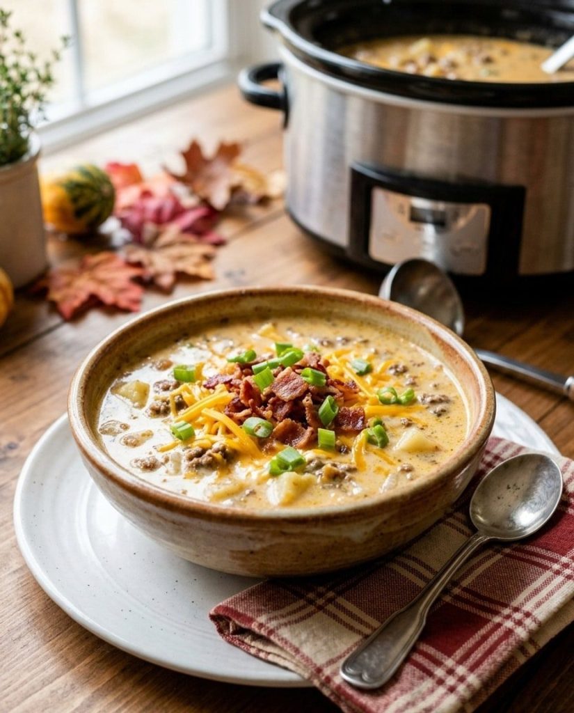Crockpot cheeseburger soup