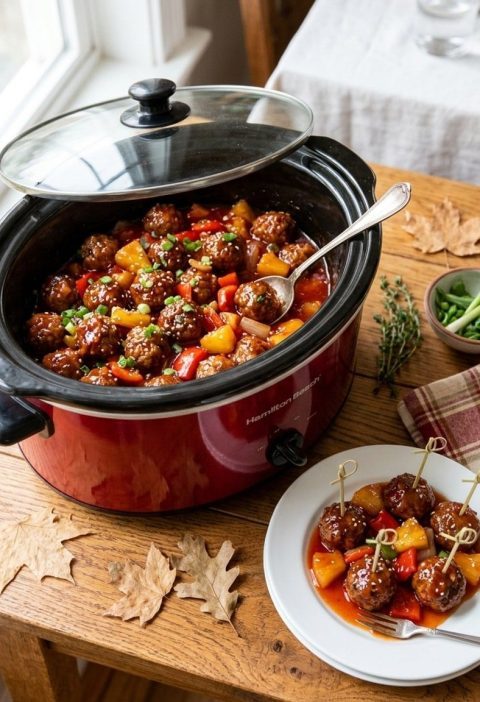 Crockpot sweet and sour meatballs