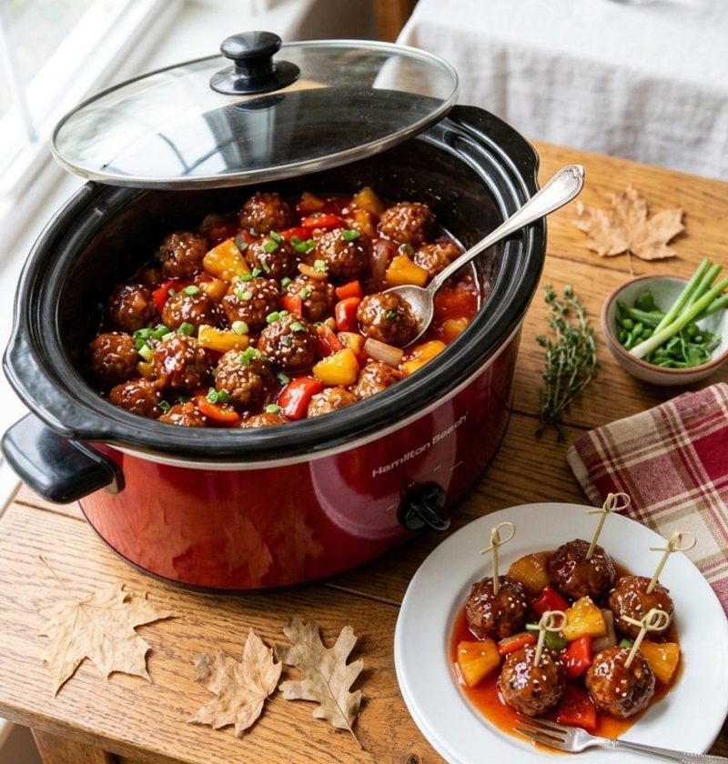Crockpot sweet and sour meatballs