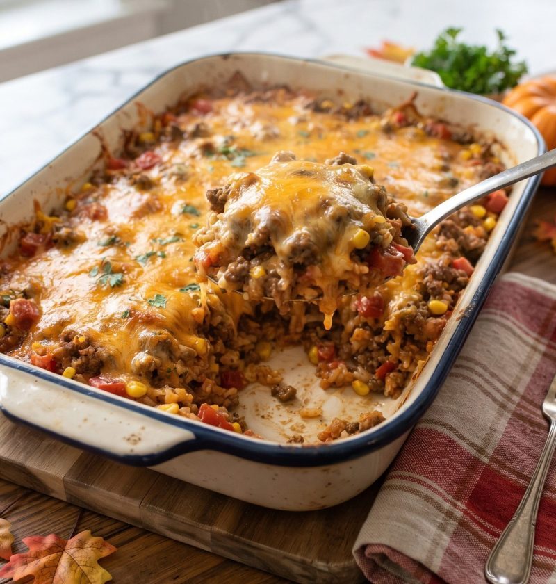Easy Hamburger Rice Casserole