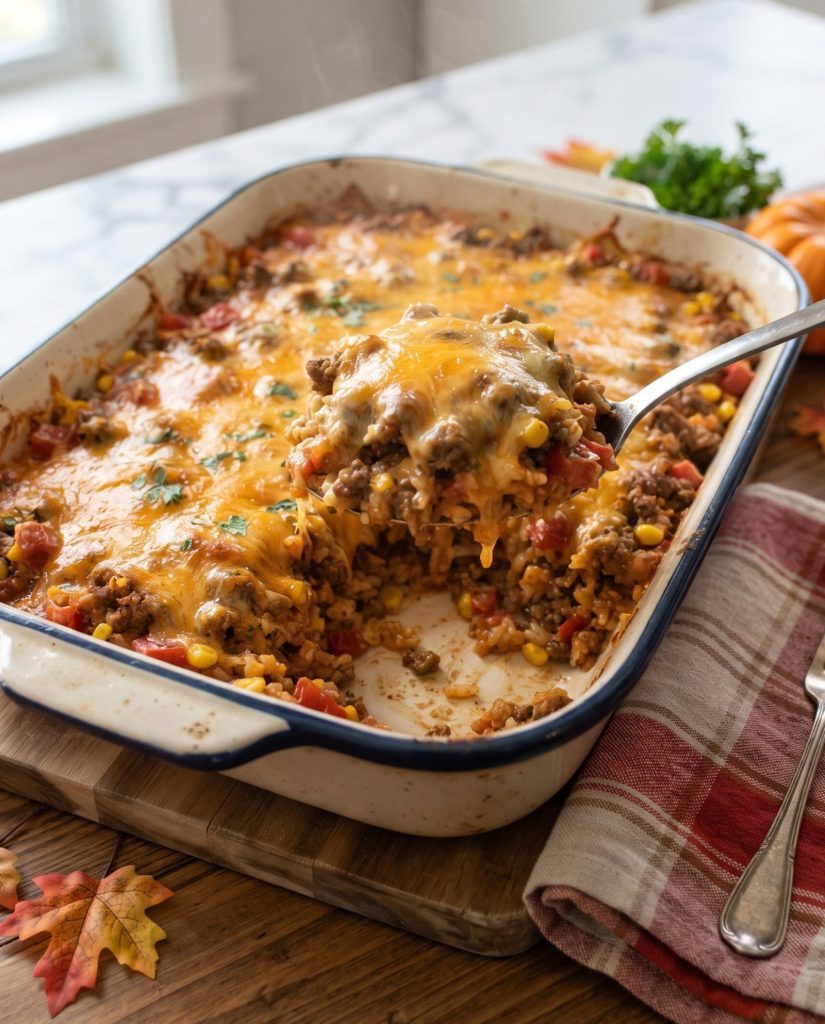 Easy Hamburger Rice Casserole