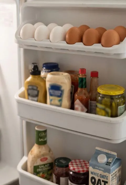 Eggs stored in the fridge door
