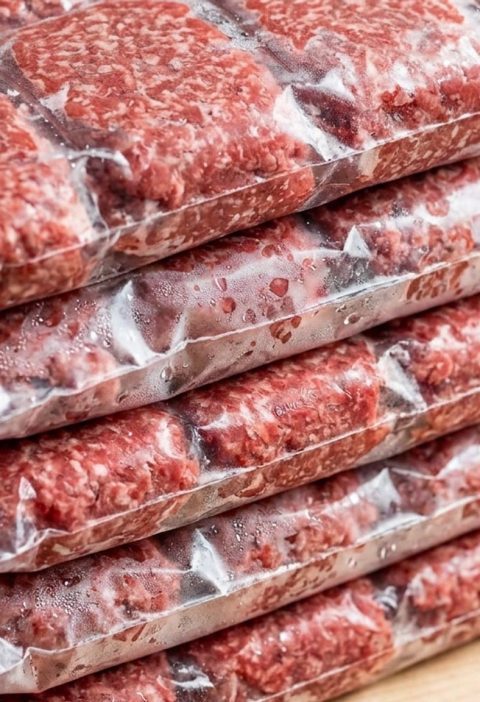 Ground beef frozen flat