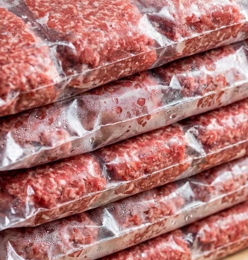 Ground beef frozen flat