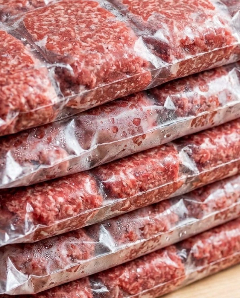 Ground beef frozen flat