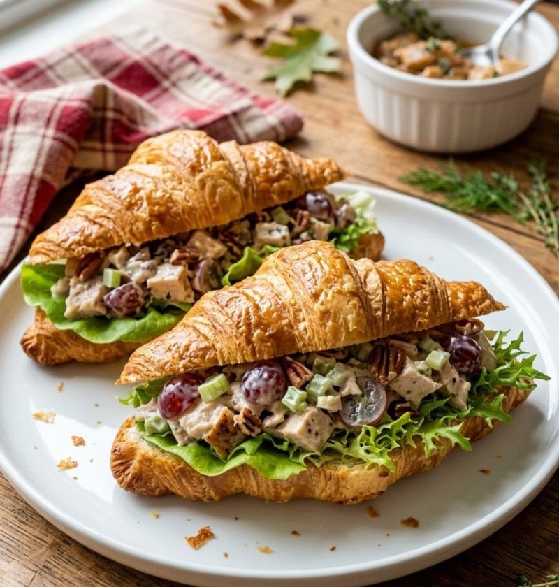 Grape pecan chicken salad croissants