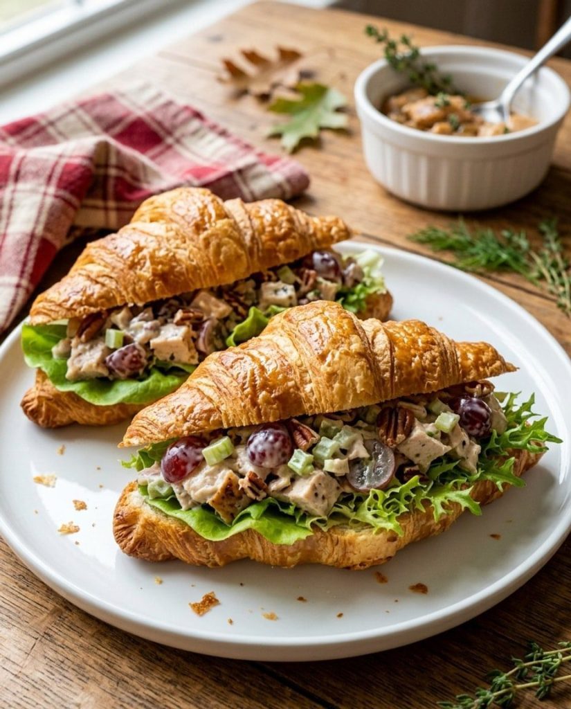 Grape pecan chicken salad croissants
