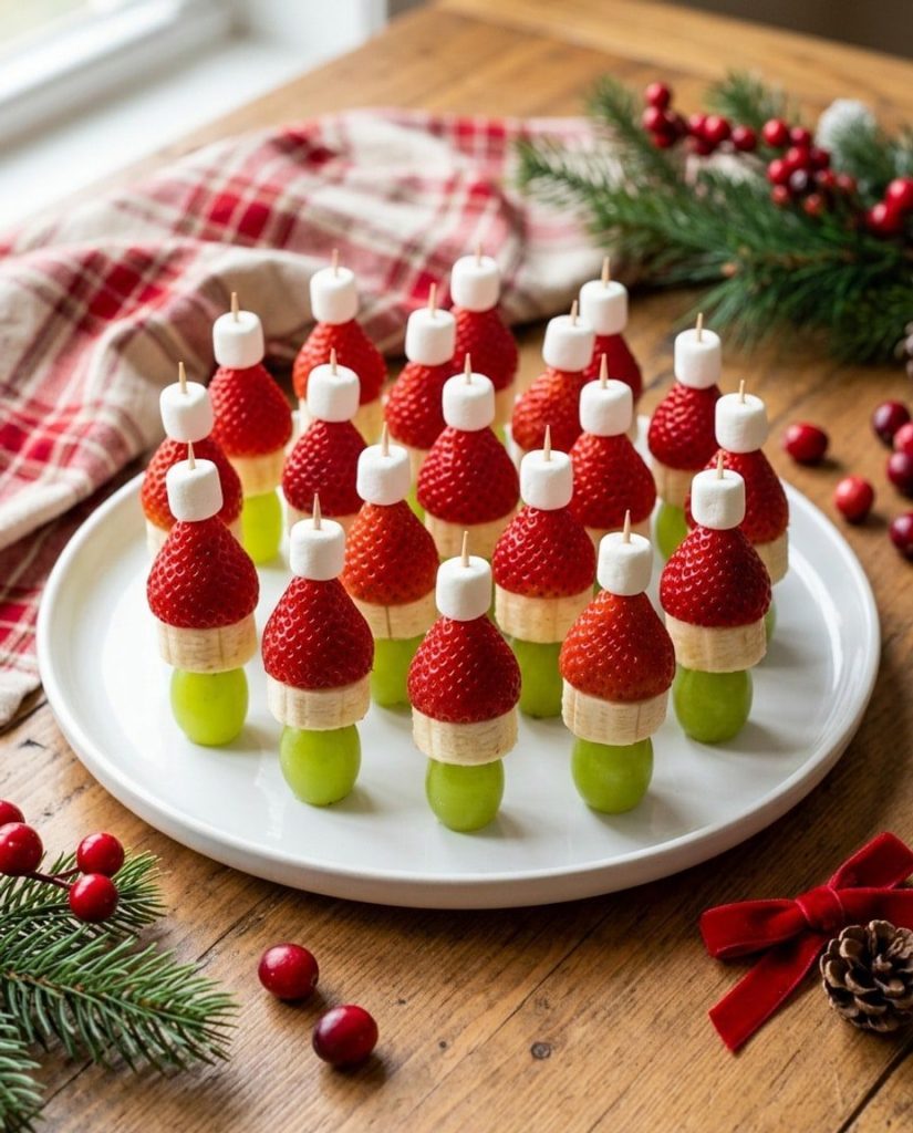 Grinch fruit kabobs