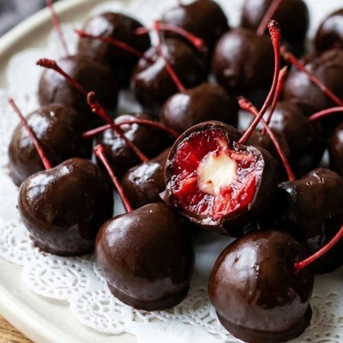 Homemade chocolate covered cherries