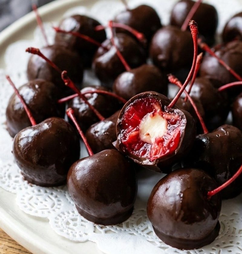Homemade chocolate covered cherries