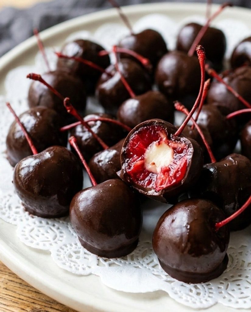 Homemade chocolate covered cherries