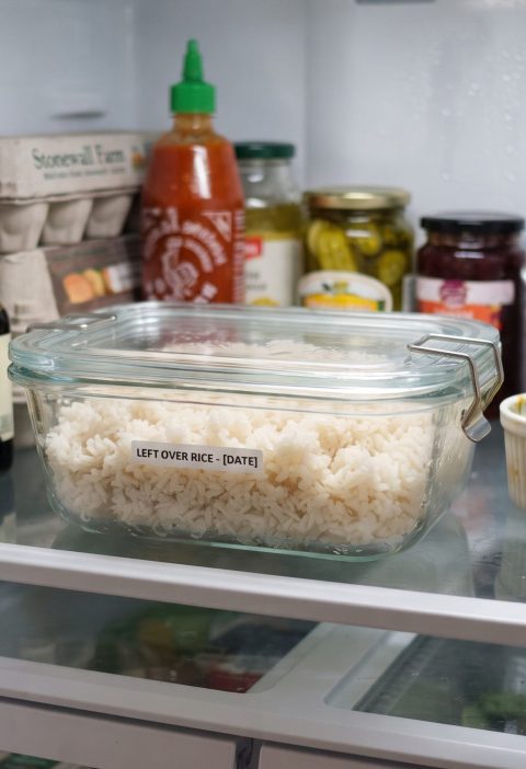 Leftover rice in the fridge