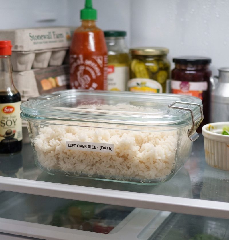 Leftover rice in the fridge