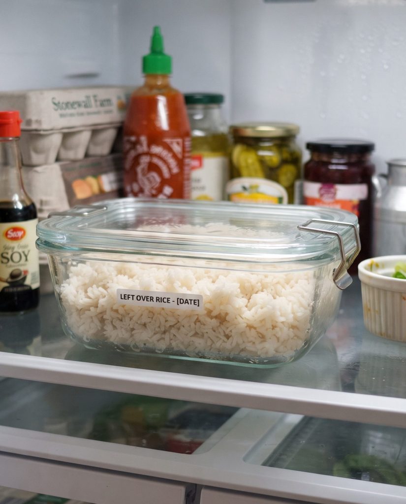 Leftover rice in the fridge