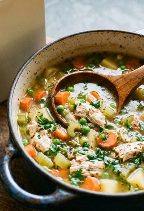 A pot of chicken soup