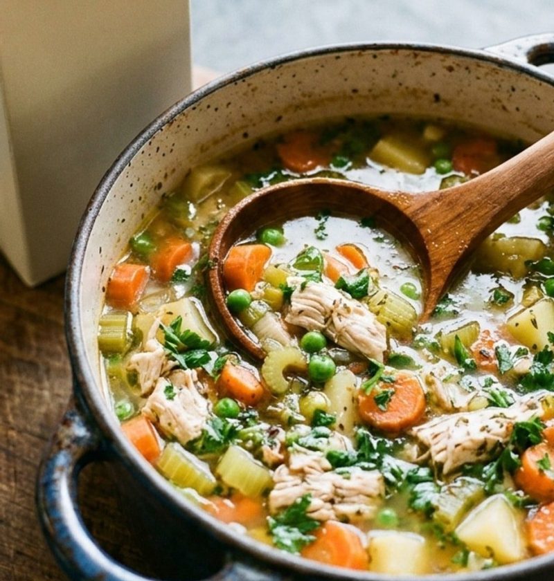 A pot of chicken soup