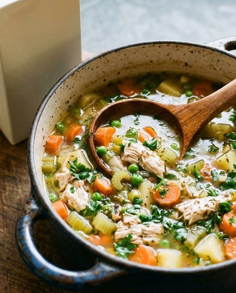 A pot of chicken soup