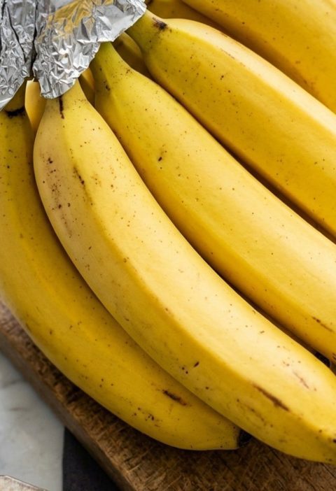 Bananas with wrapped stems