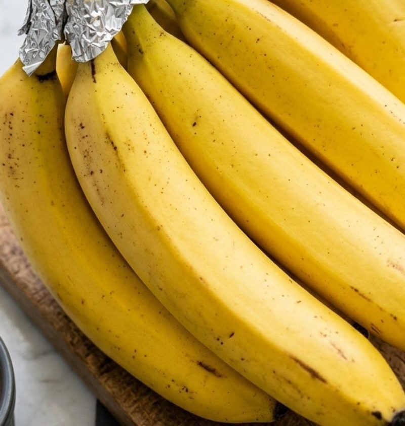 Bananas with wrapped stems