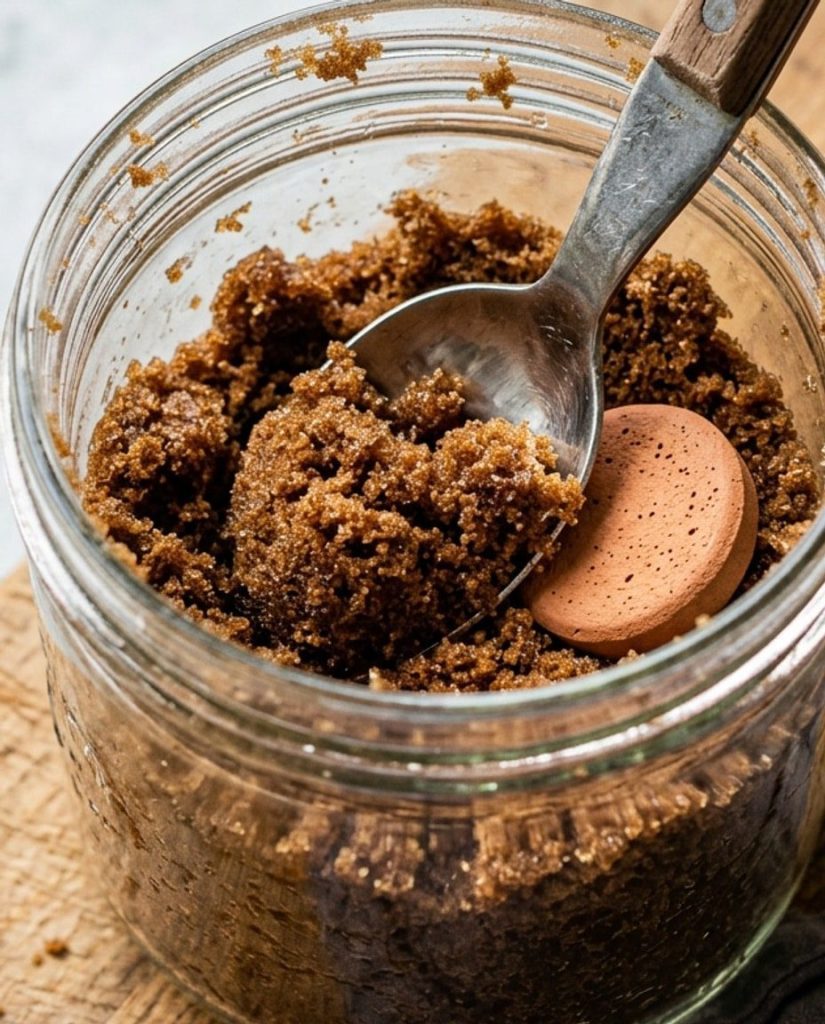 Soft brown sugar in a jar