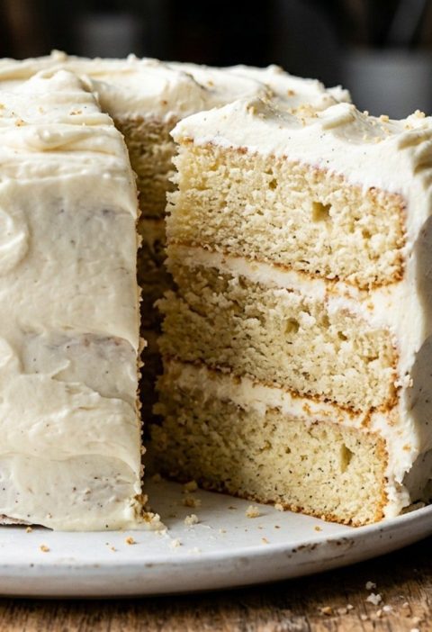 A moist frosted cake