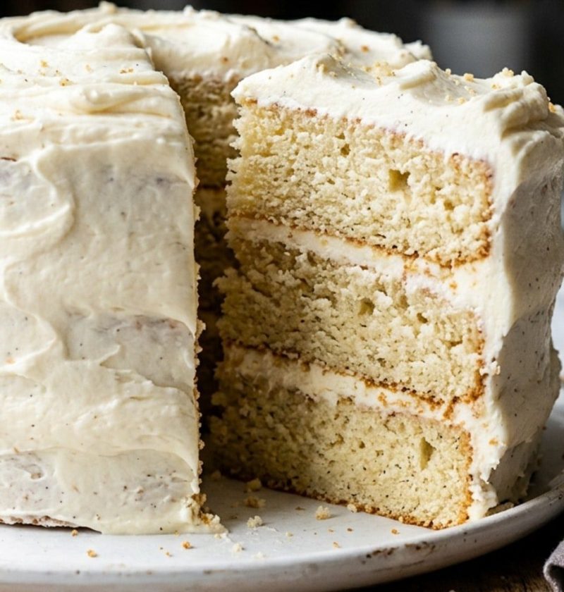 A moist frosted cake