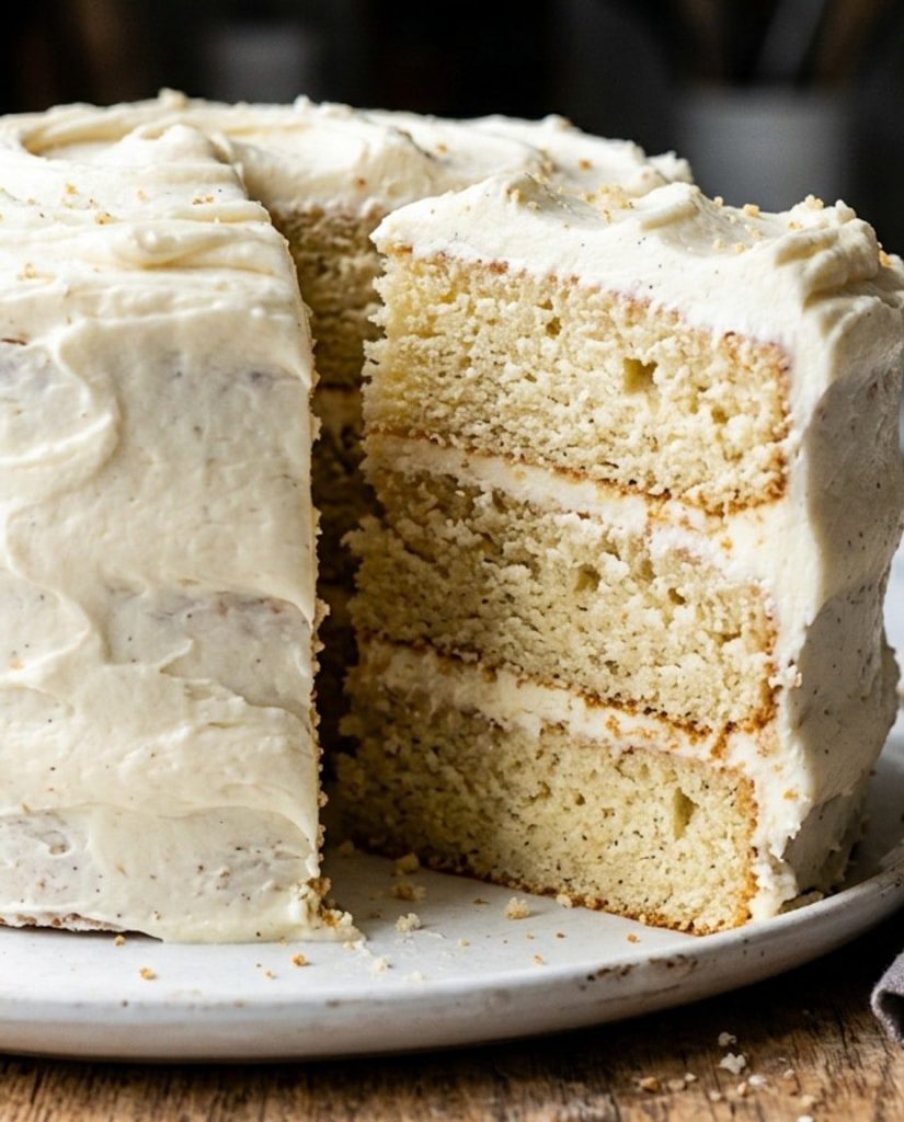 A moist frosted cake