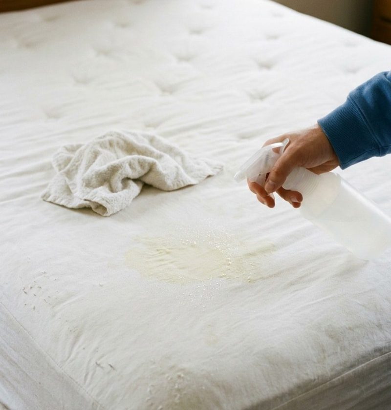 Spot cleaning a mattress stain