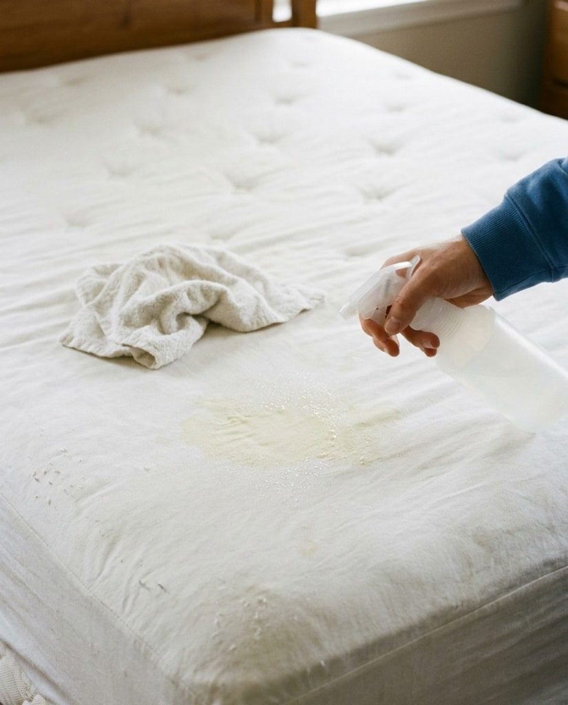 Spot cleaning a mattress stain