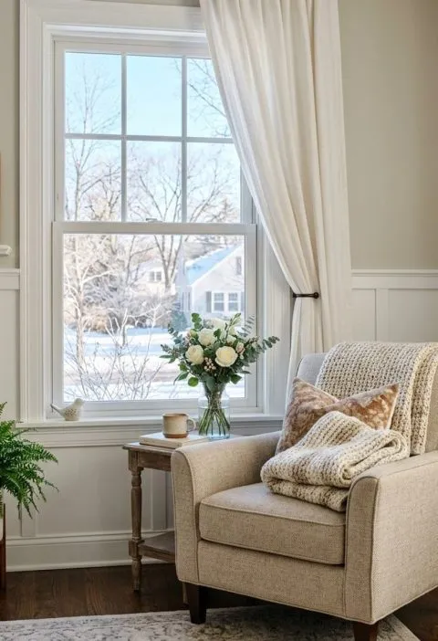 A clear window on a winter morning