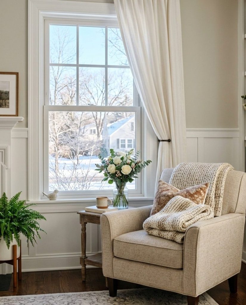 A clear window on a winter morning