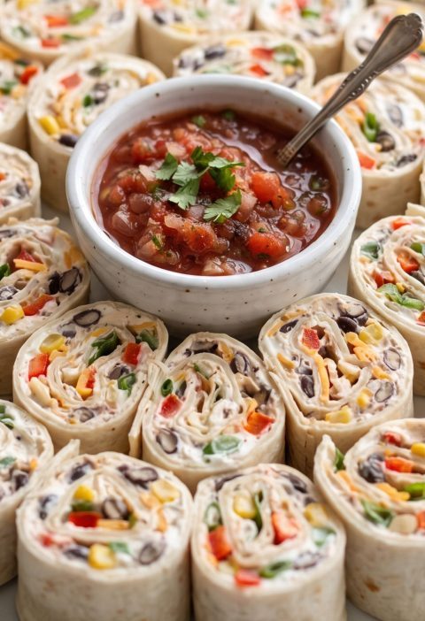 Mexican fiesta pinwheels on a platter