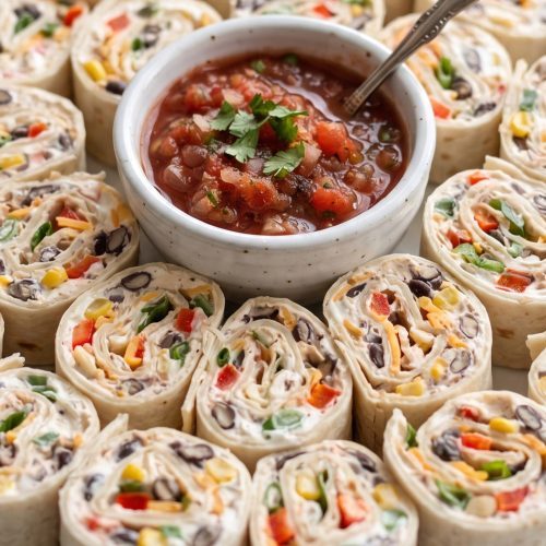 Mexican fiesta pinwheels on a platter