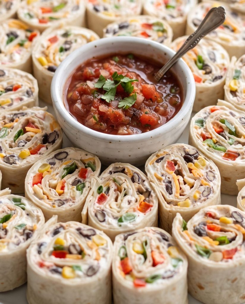 Mexican fiesta pinwheels on a platter