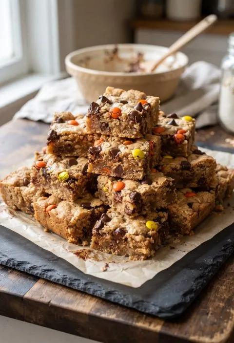 Monster cookie bars with candy