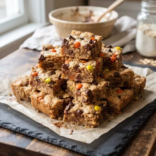 Monster cookie bars with candy
