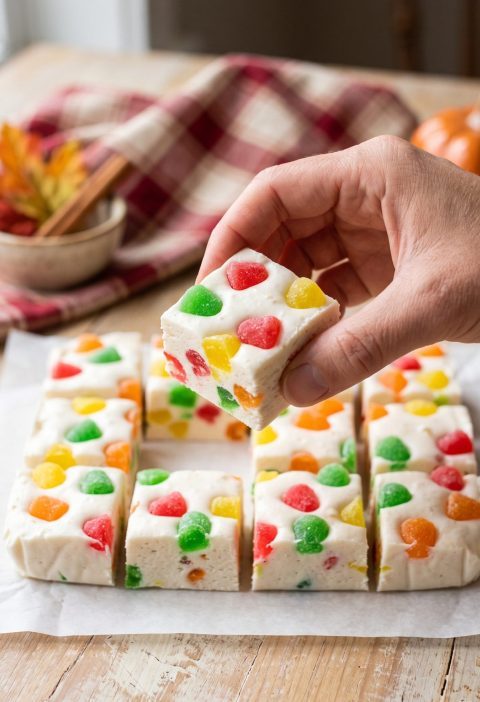 Old-fashioned gumdrop candy squares