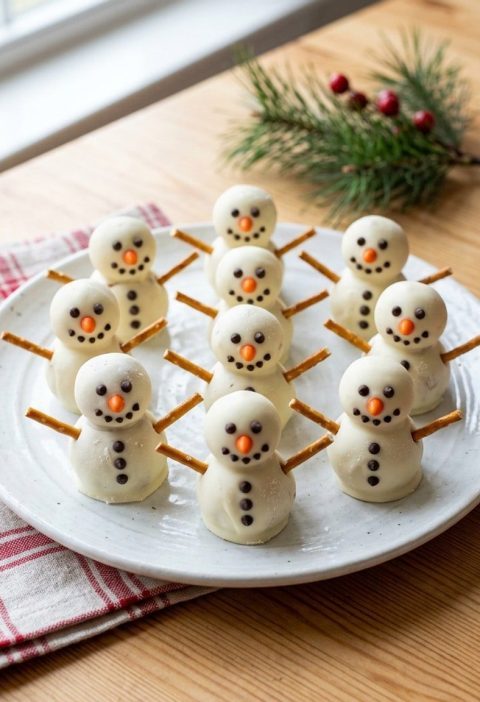 Oreo truffle snowmen