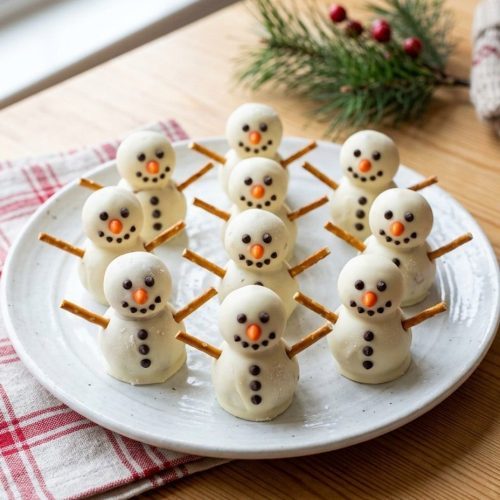 Oreo truffle snowmen