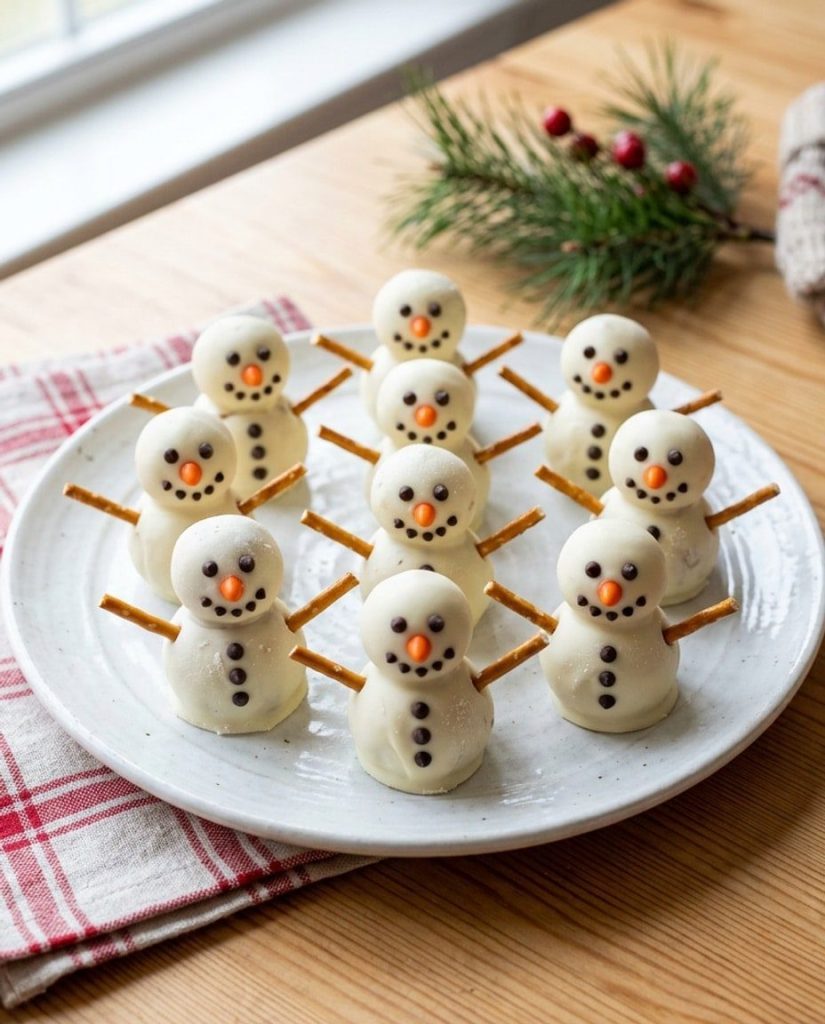 Oreo truffle snowmen