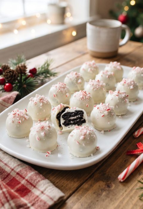 Peppermint Oreo truffles