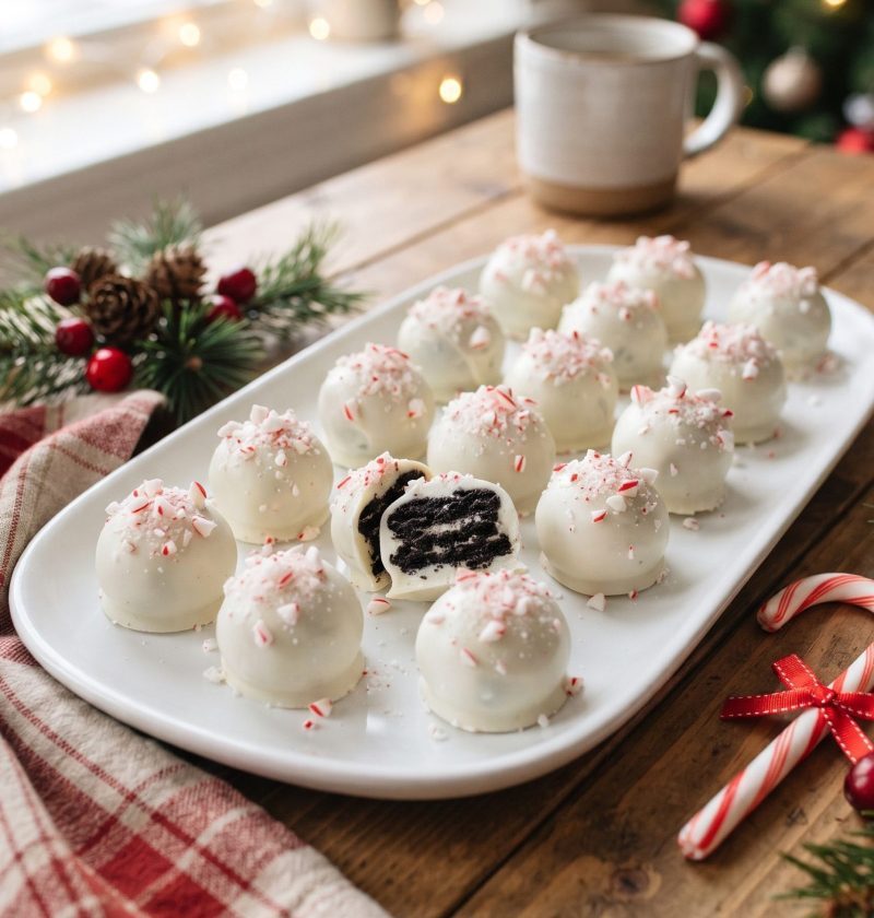 Peppermint Oreo truffles