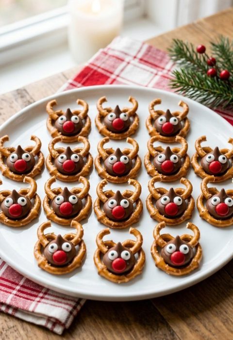 Pretzel reindeer bites